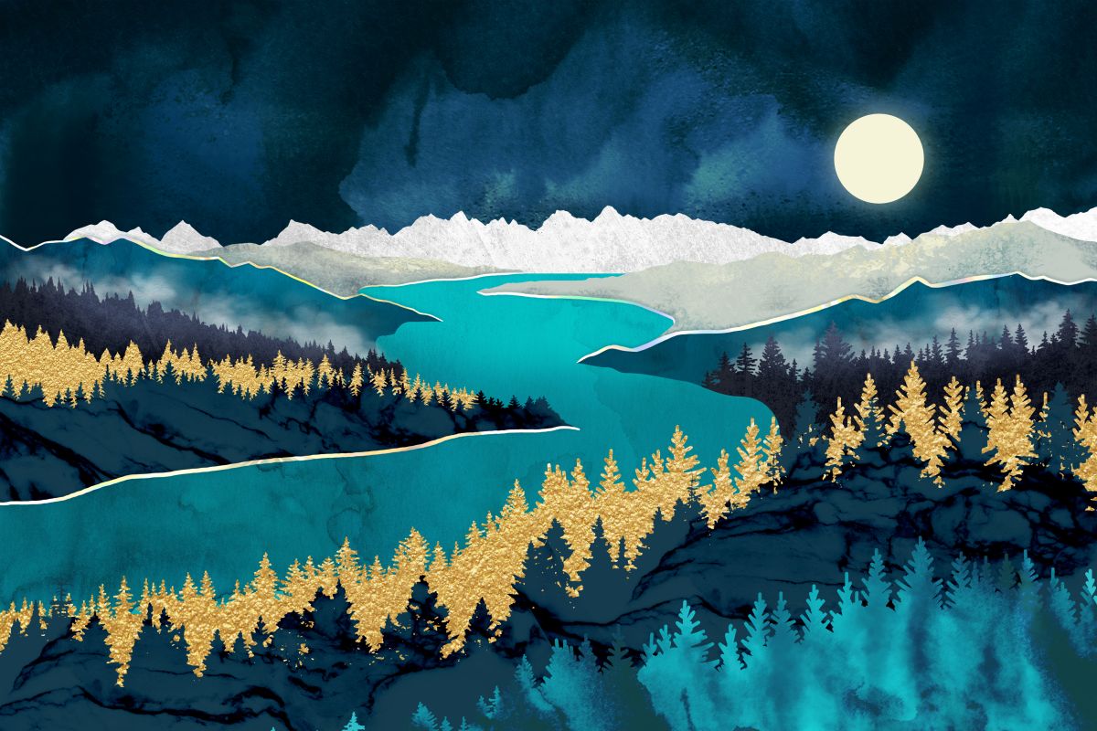 Moonlit Blue Forest