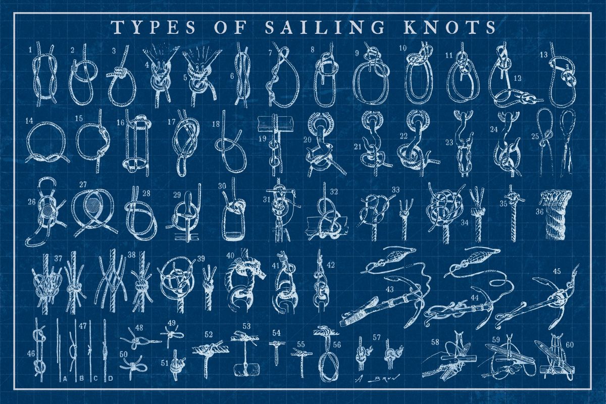 Types Of Sailing Knots On Blue