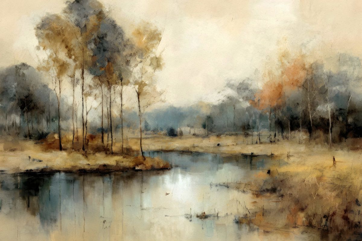 Golden Sunset By The Stream