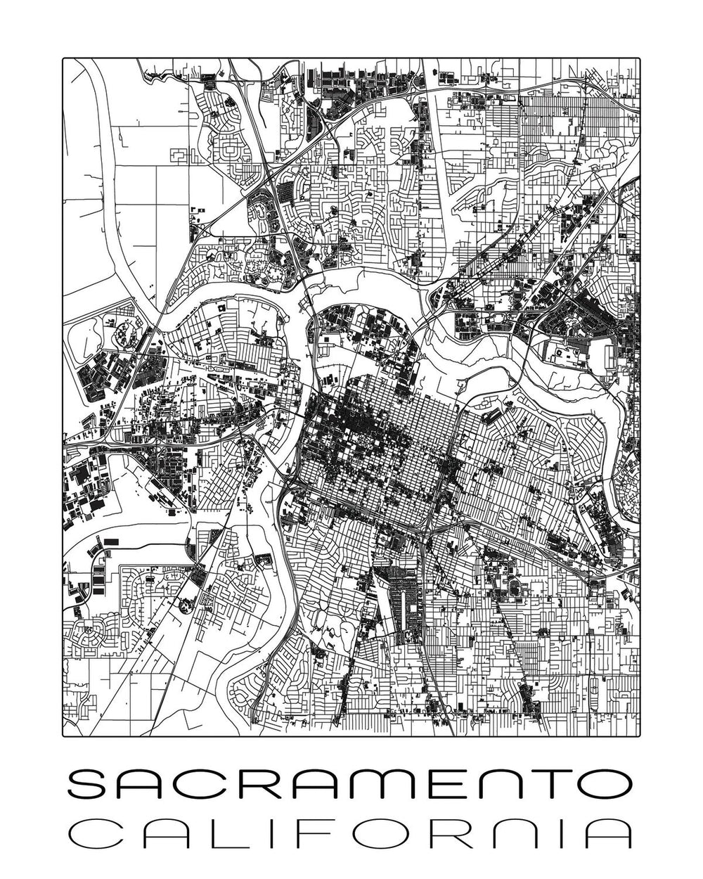 Minimalist Sacramento City Map