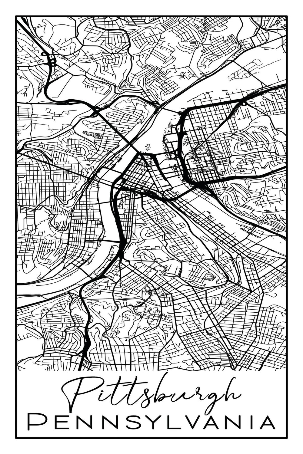 Minimalist Pittsburgh City Map