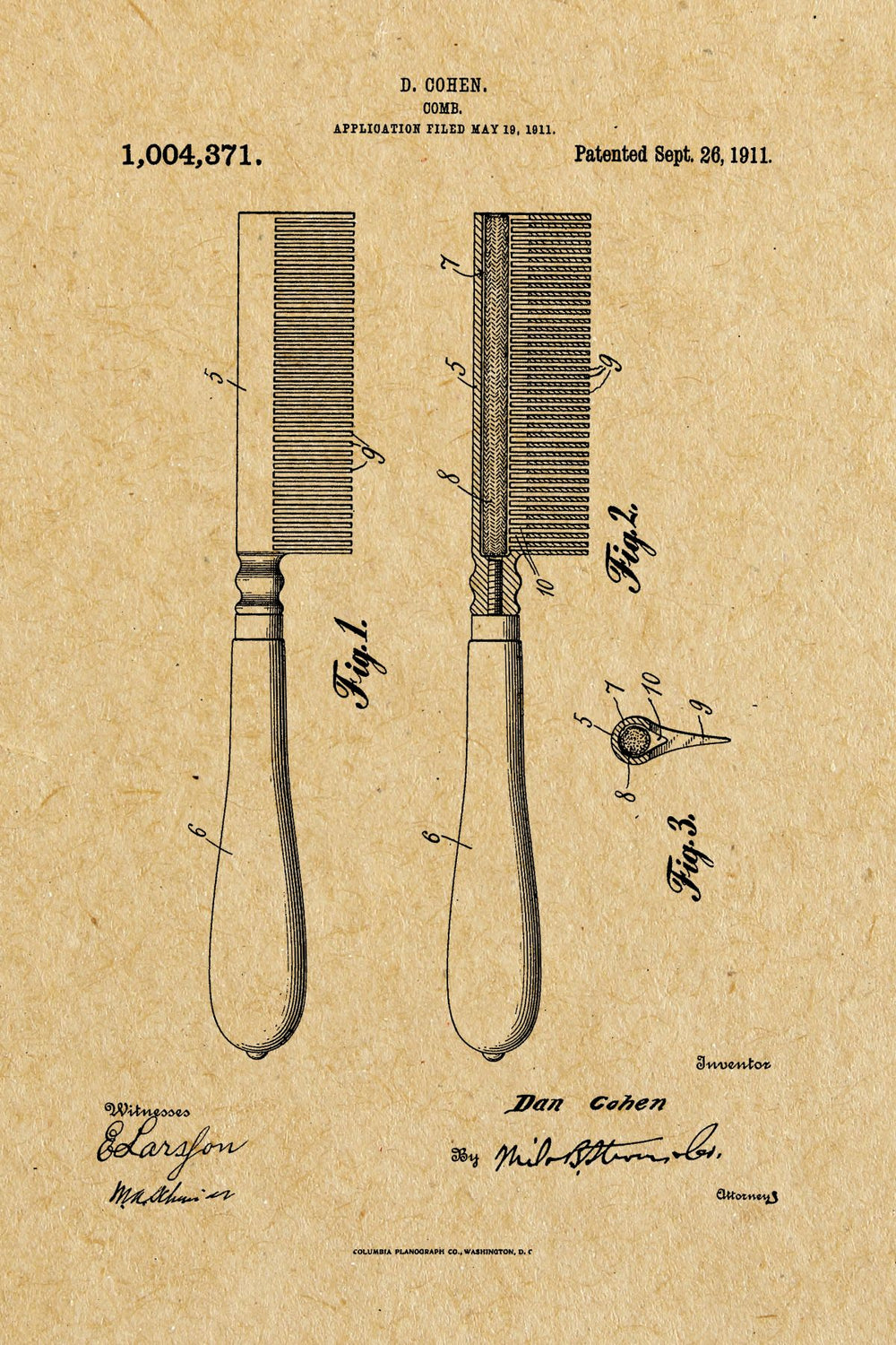 Comb Vintage 1911 Patent