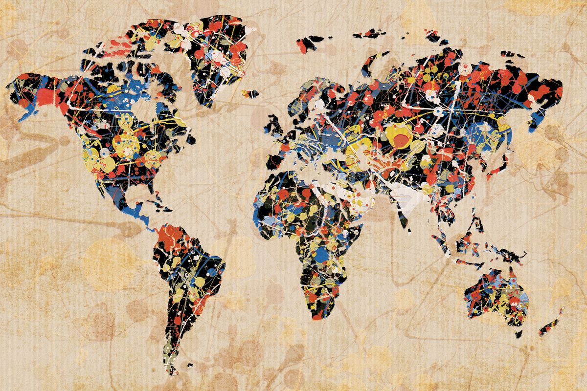 Splattered Paint World Map