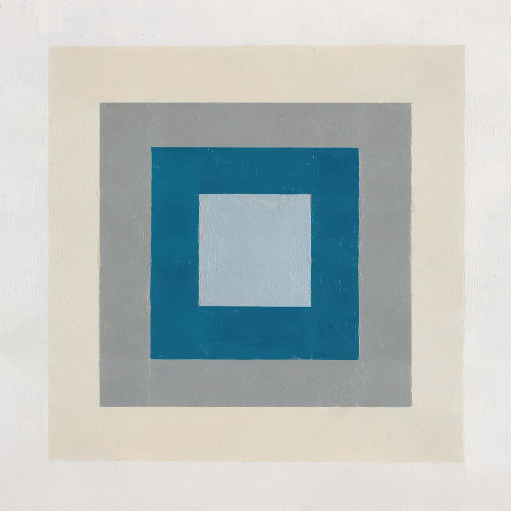Teal and Gray Minimalist Nested Square Art