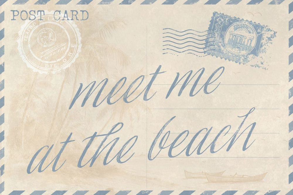 Meet Me At The Beach Postcard Sign Wall Art