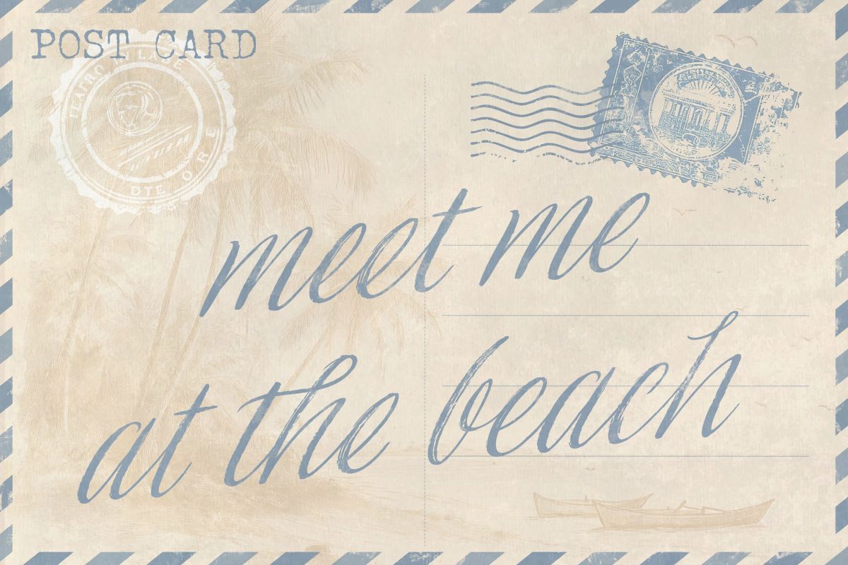 Meet Me At The Beach Postcard Sign Wall Art