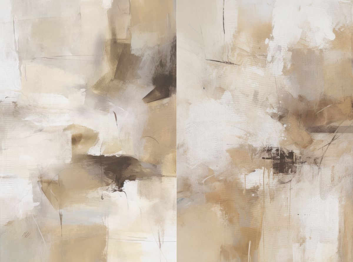 Beige Earth Abstract Diptych