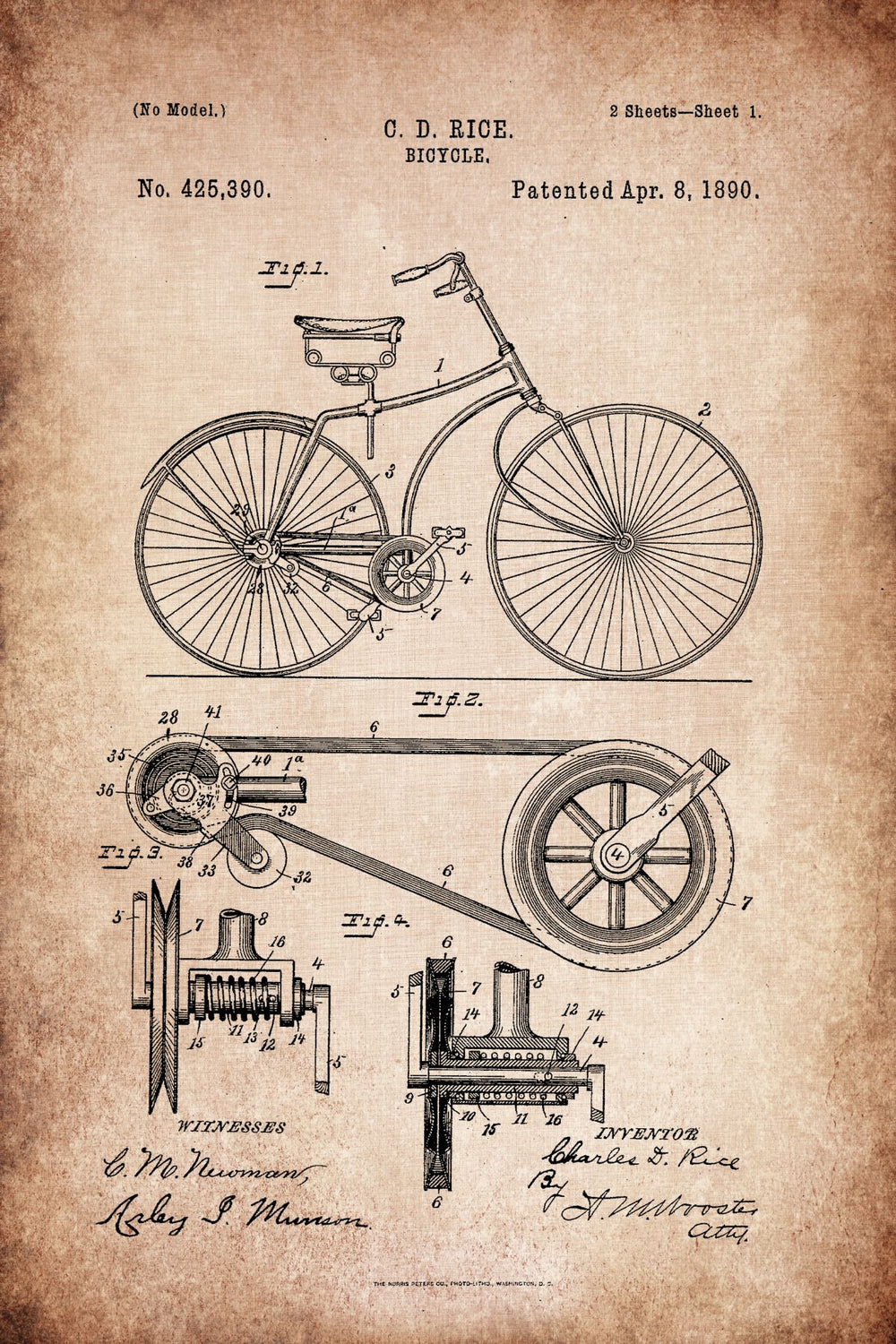 Velocipede 1890 Patent