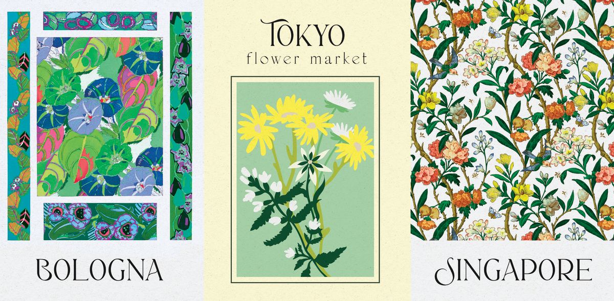 Bologna Tokyo Singapore Flower Market Posters