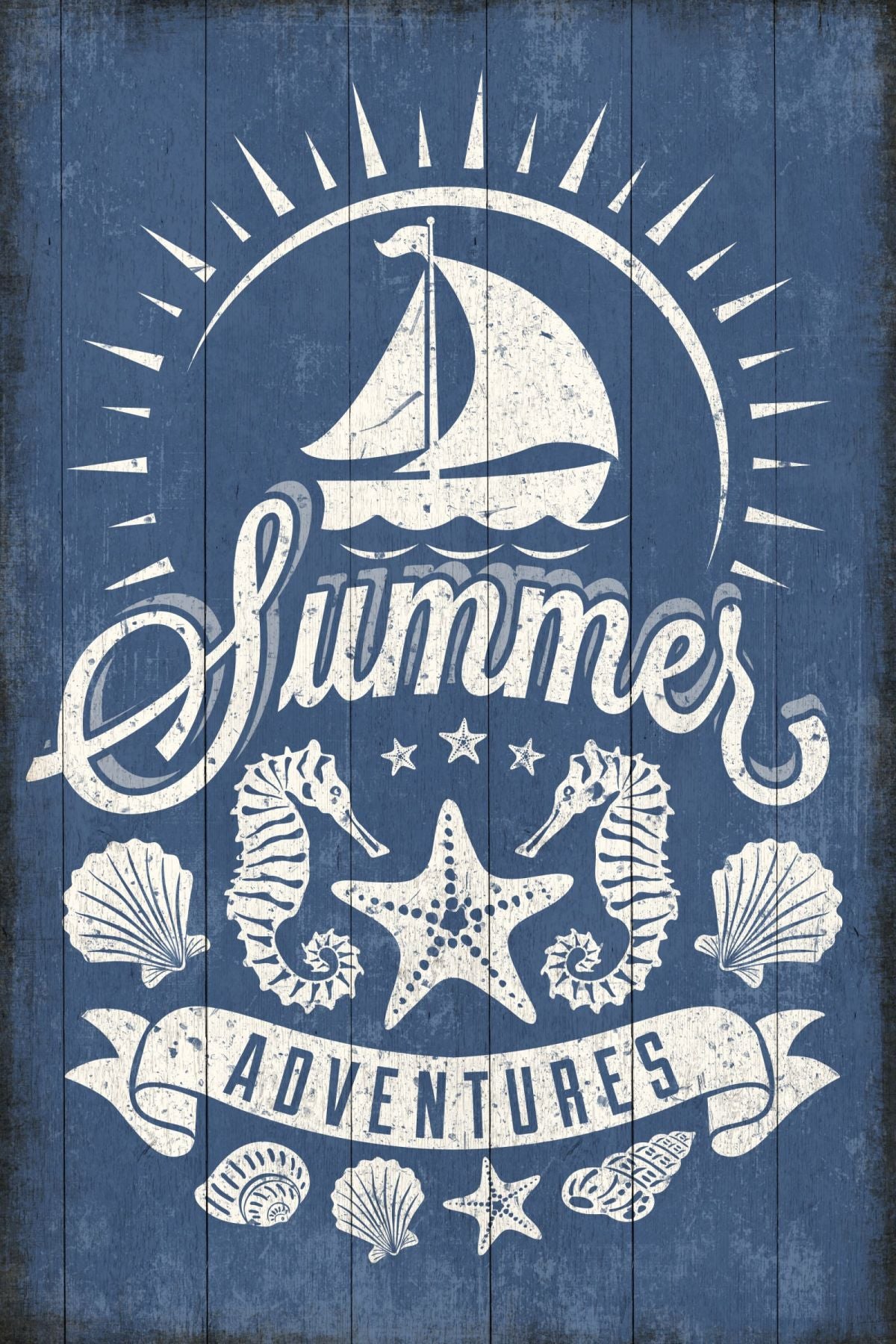 Summer Adventures Typography Sign Wall Art