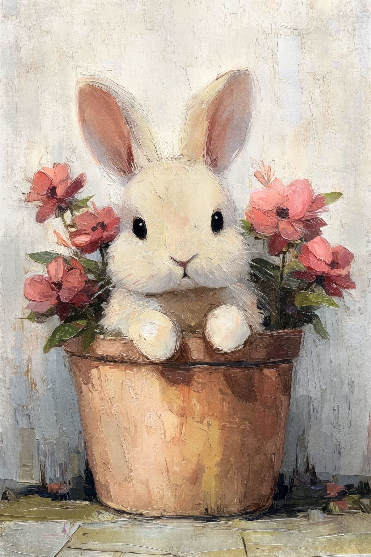 White Bunny in a Flower Pot