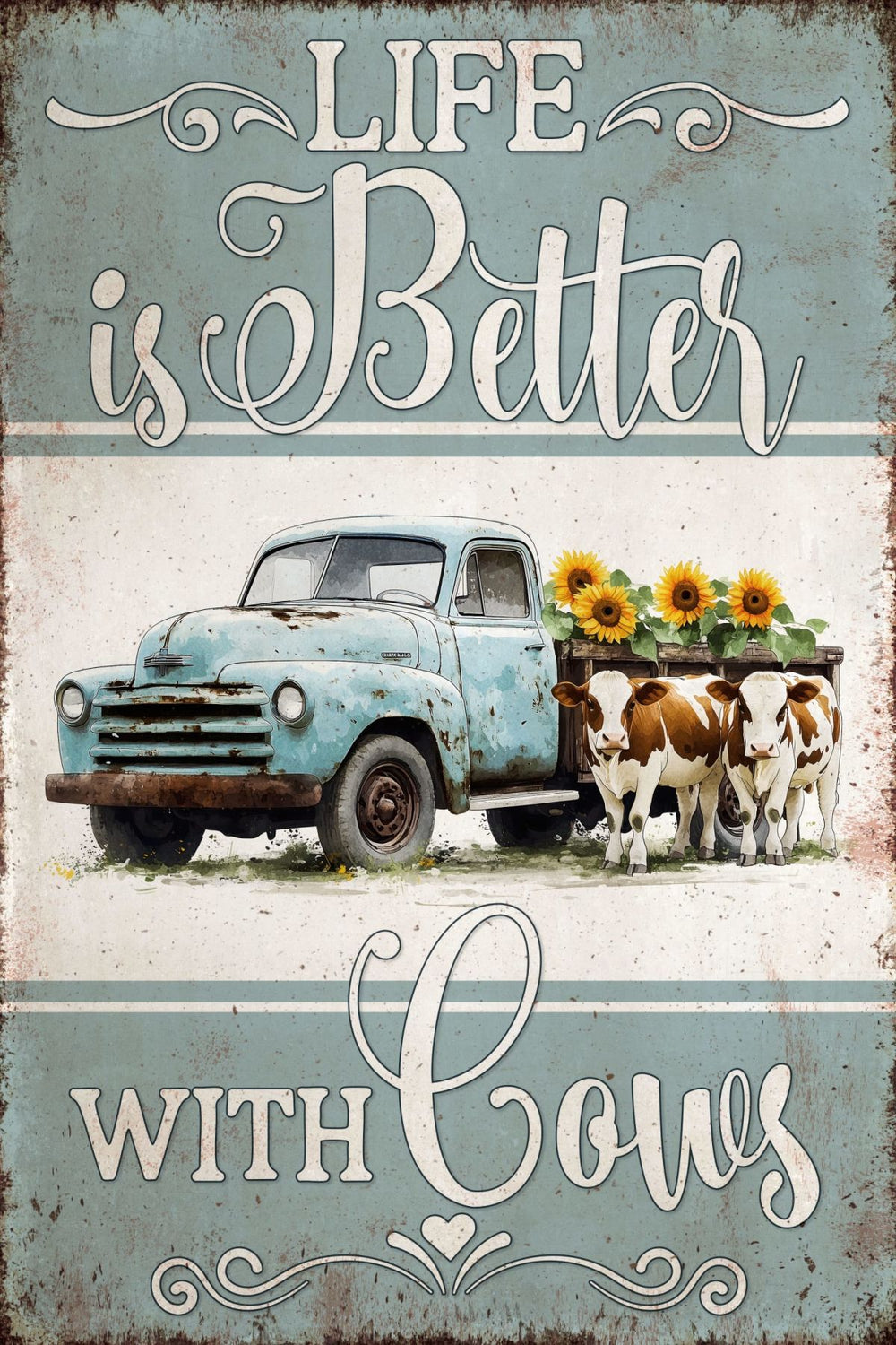 Life Is Better With Cows Blue Grunge