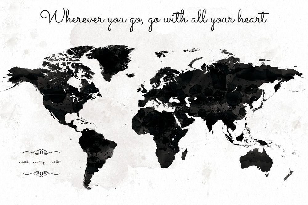 All Your Heart I Push Pin World Map