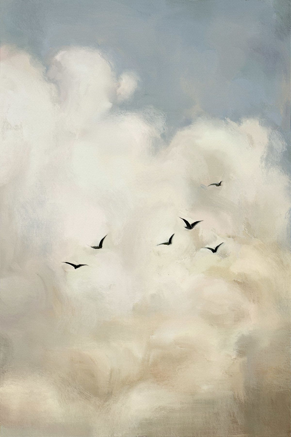 Birds Drifting Through Clouds