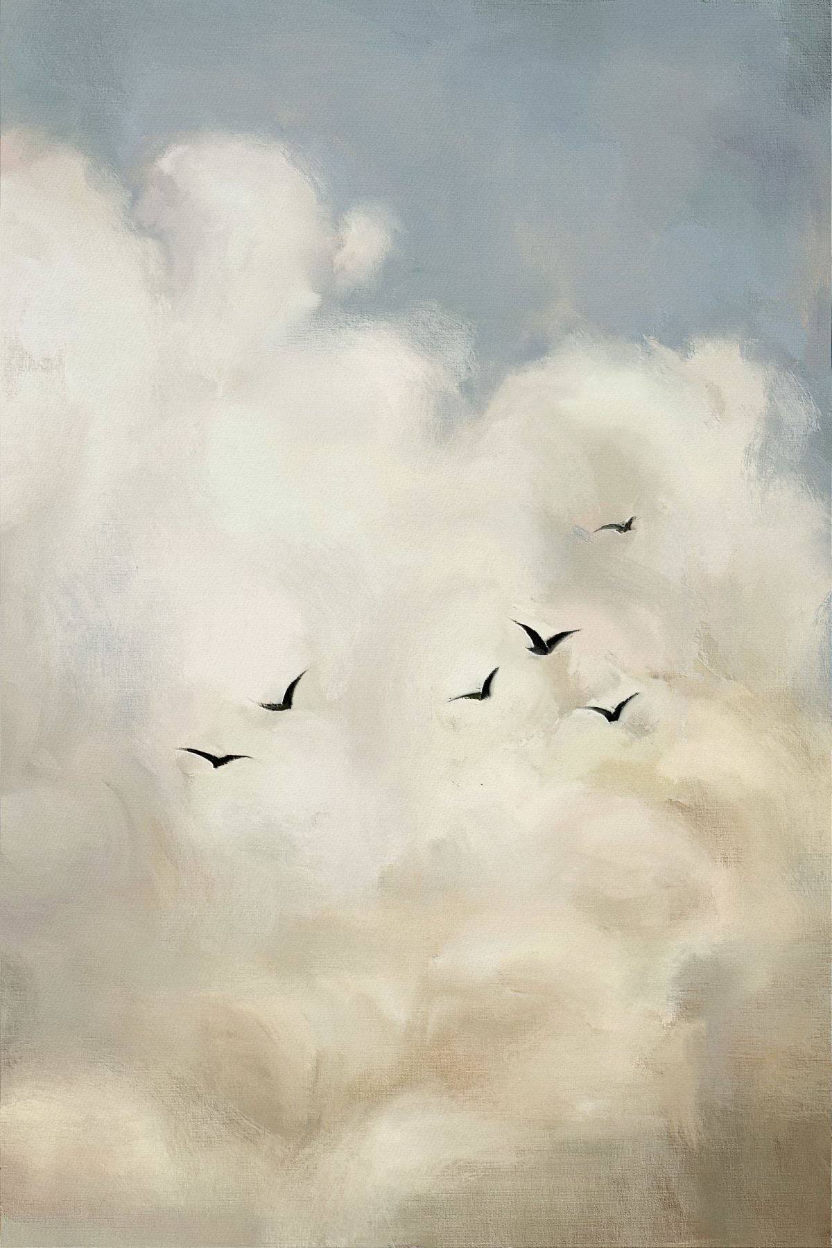 Birds Drifting Through Clouds