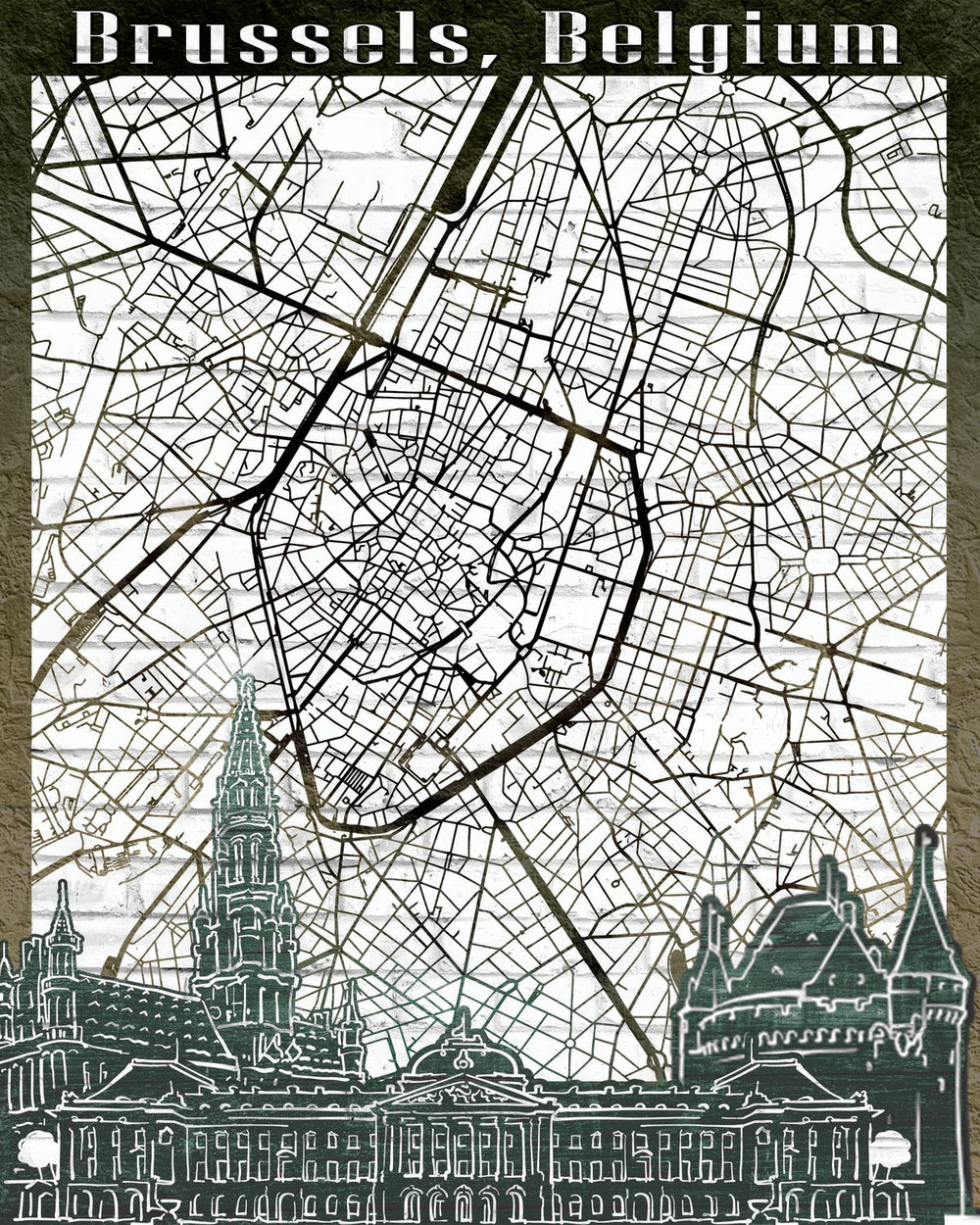 Brussels Skyline City Map