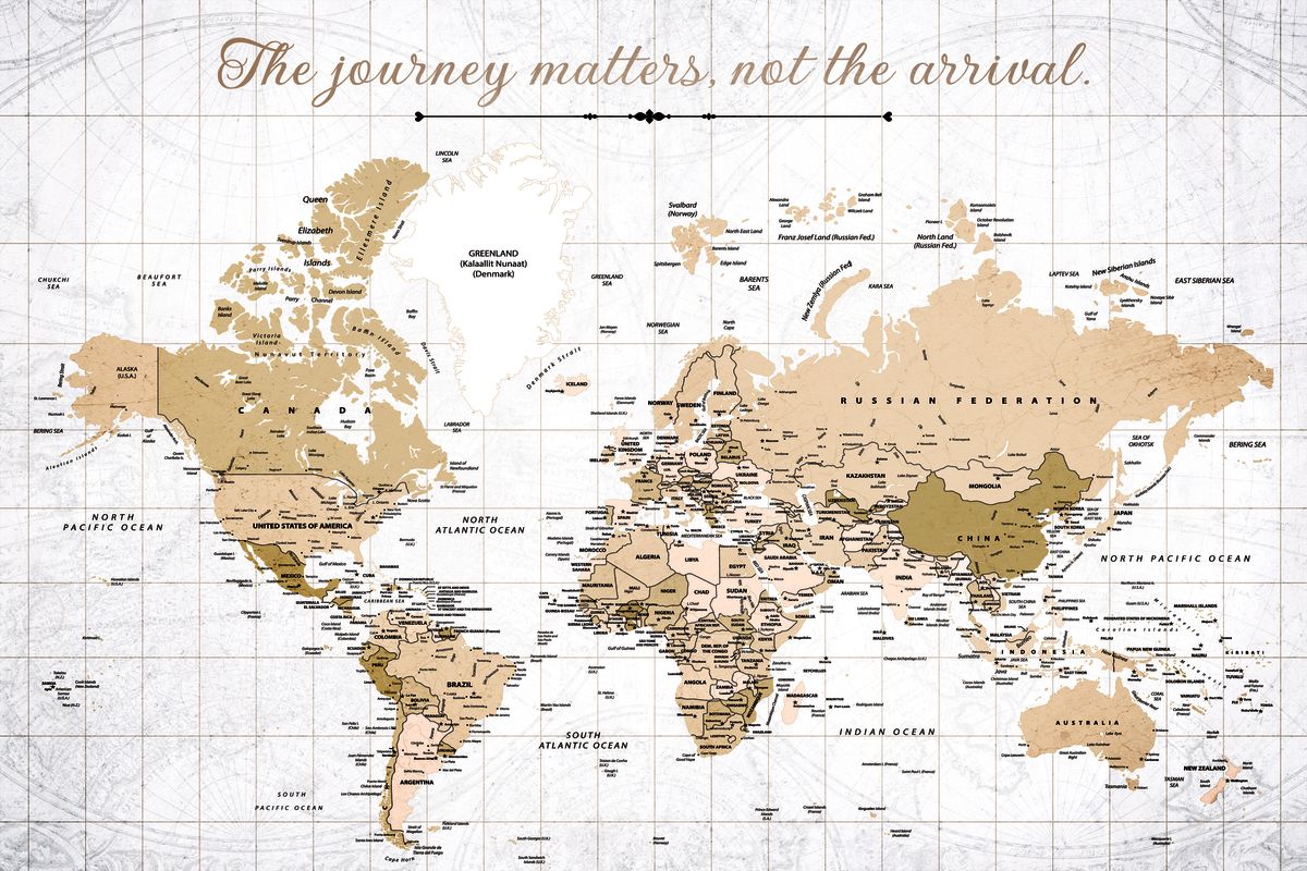Journey Matters II Push Pin World Map