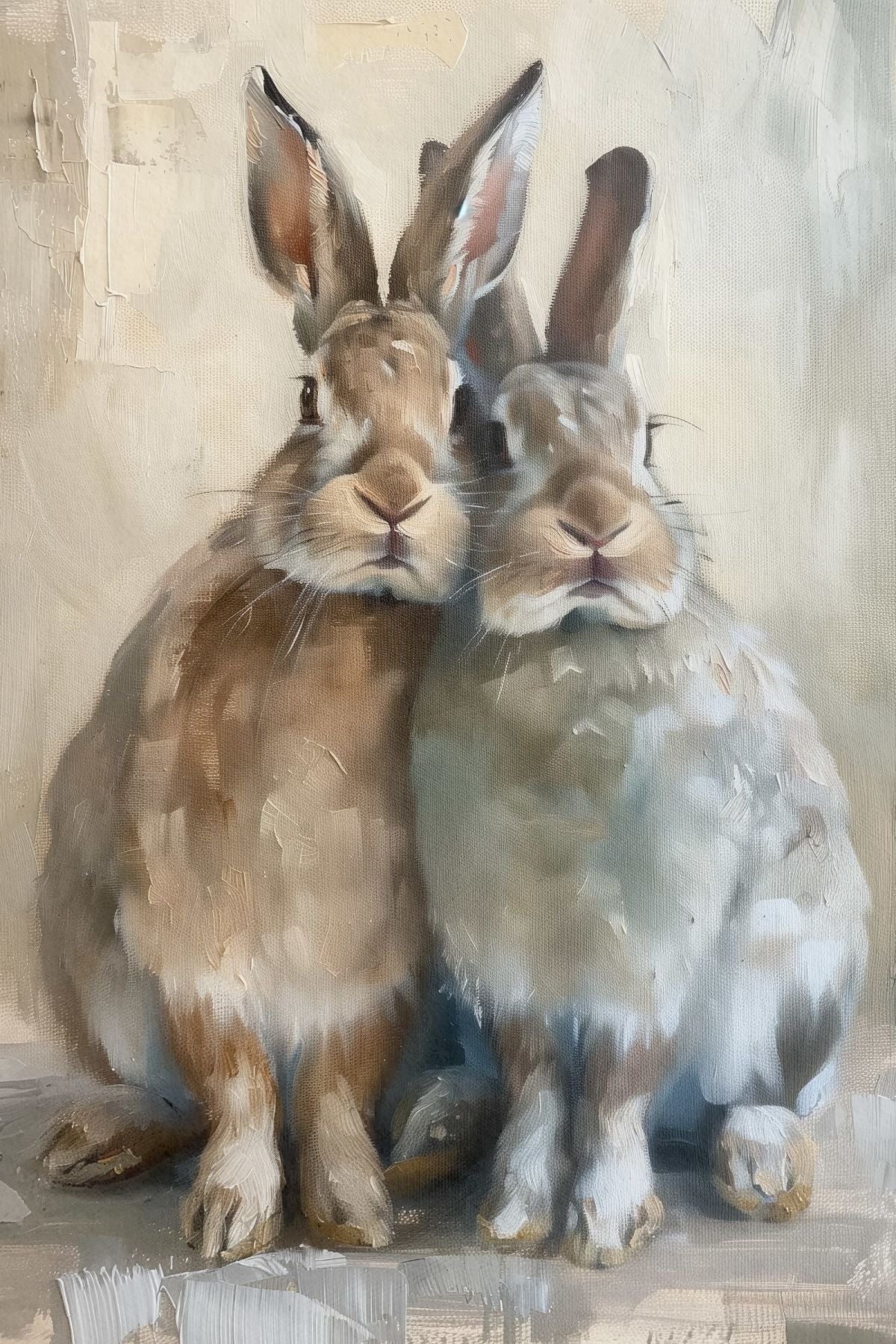 Two Rabbits Side by Side
