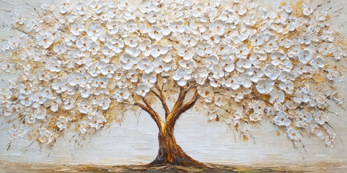 White Blossom Tree Painting