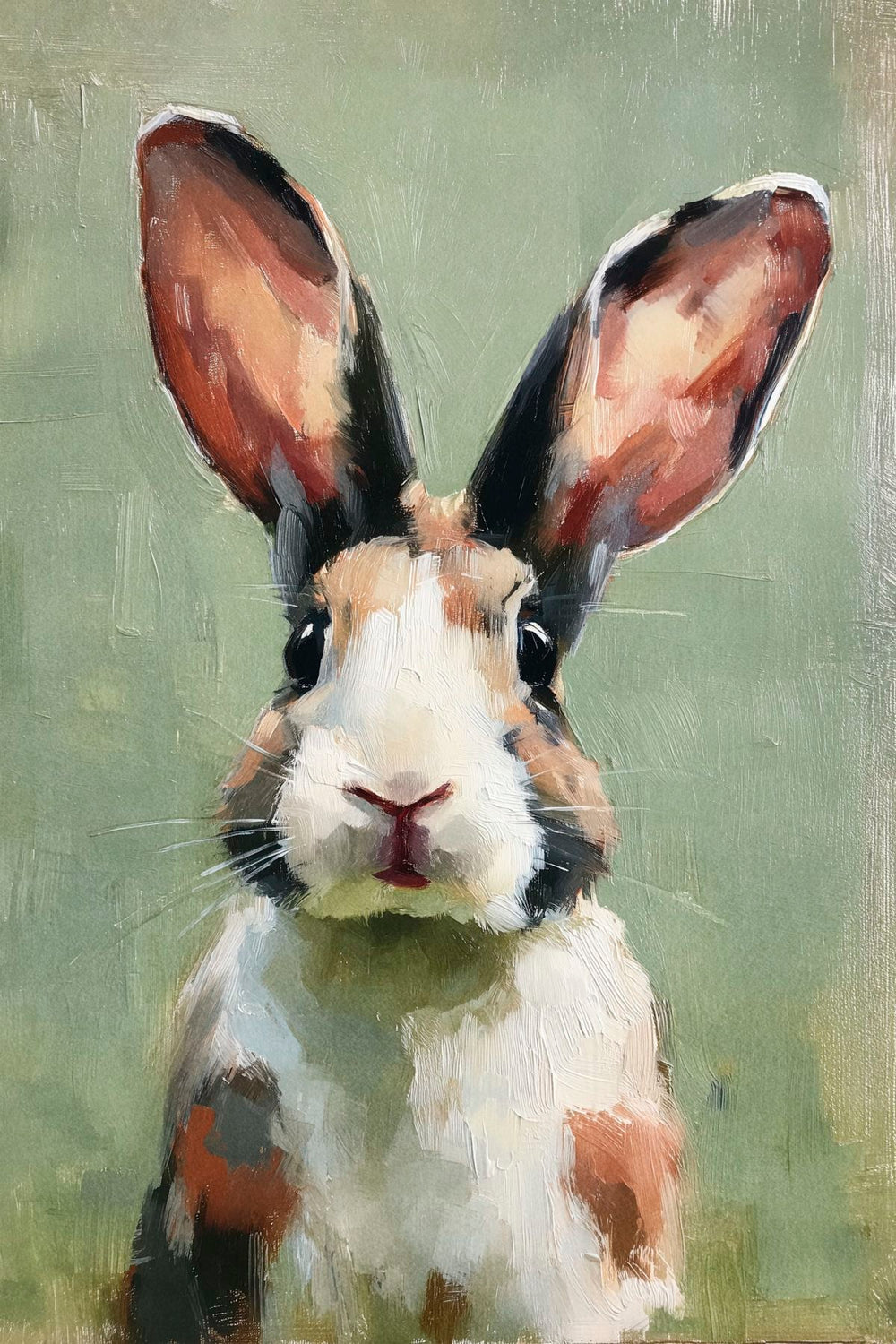 Tricolor Rabbit Face Portrait