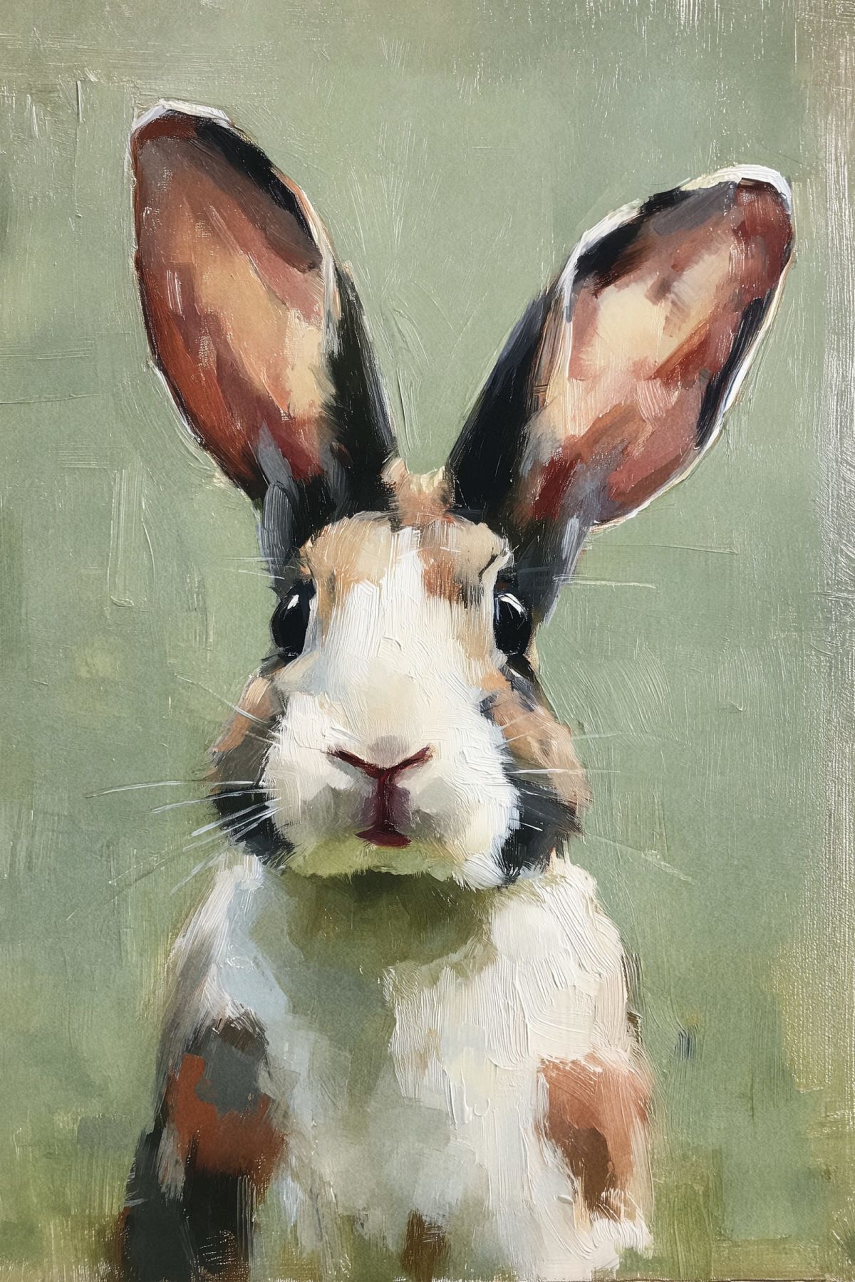 Tricolor Rabbit Face Portrait