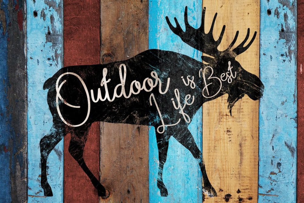 Outdoor Life Sign On Wood