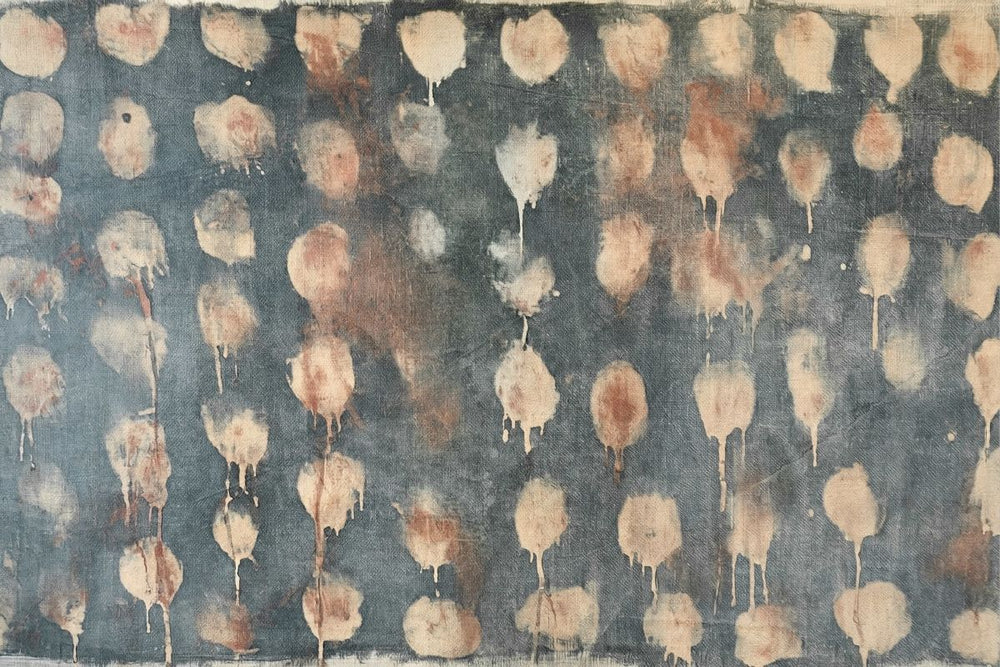 Distressed Abstract Dots on Blue Background