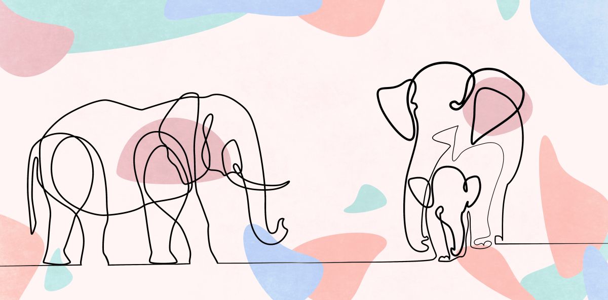 Elephants In Abstract Line