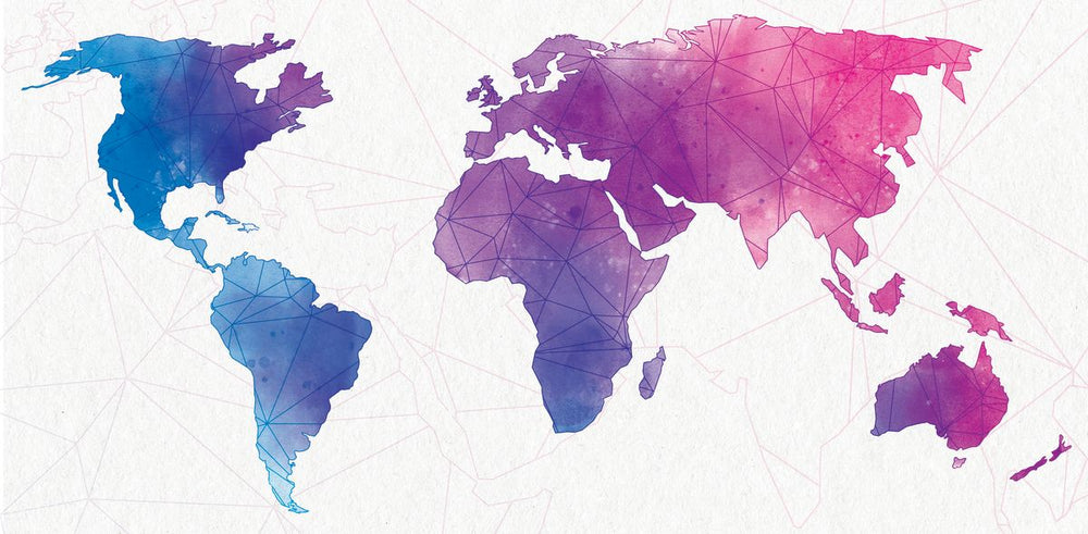 Geometric Ombre World Map