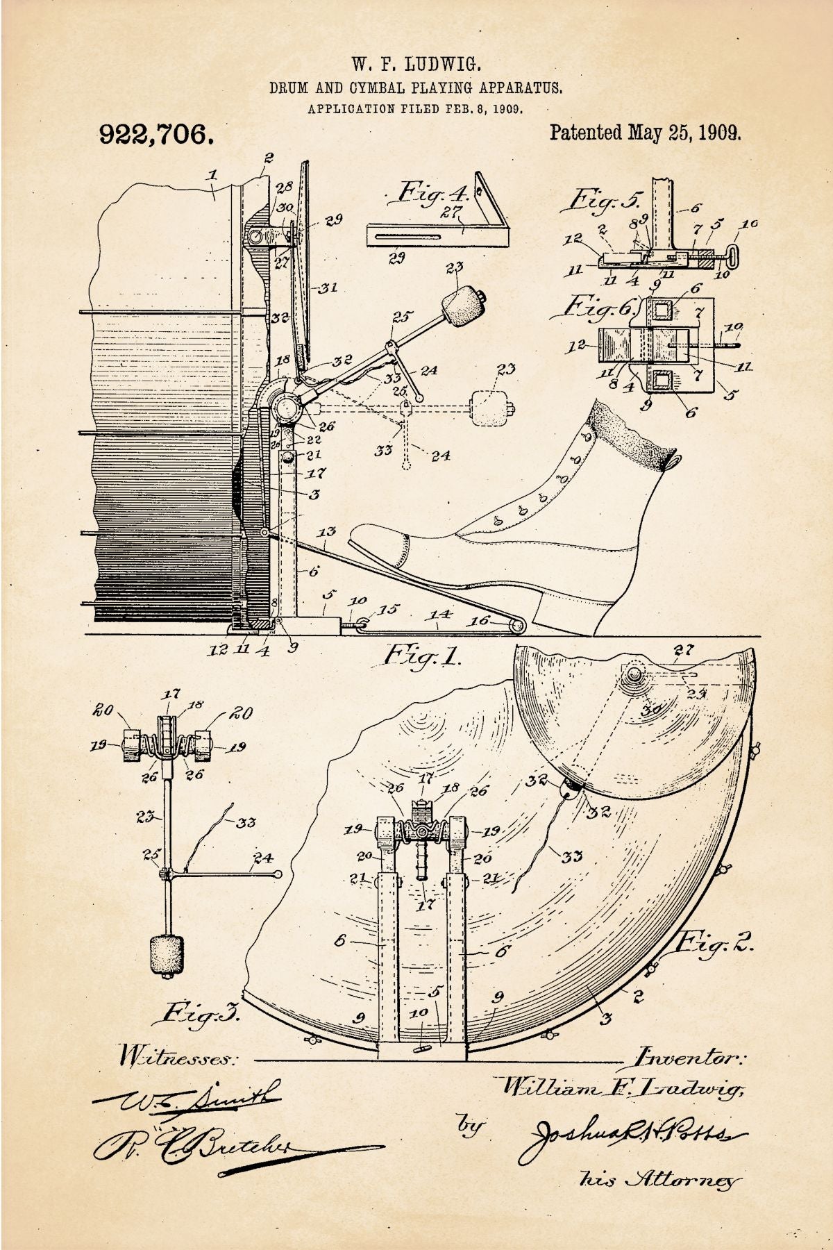 Drum And Cymbal Playing Apparatus Patent