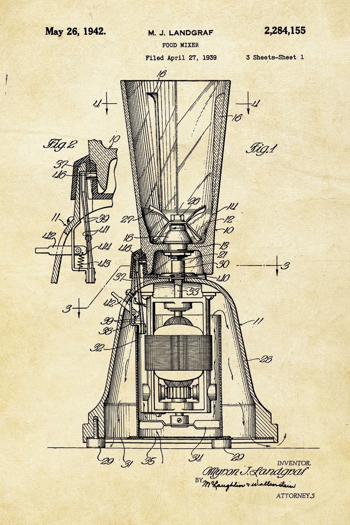 Food Mixer Vintage Patent