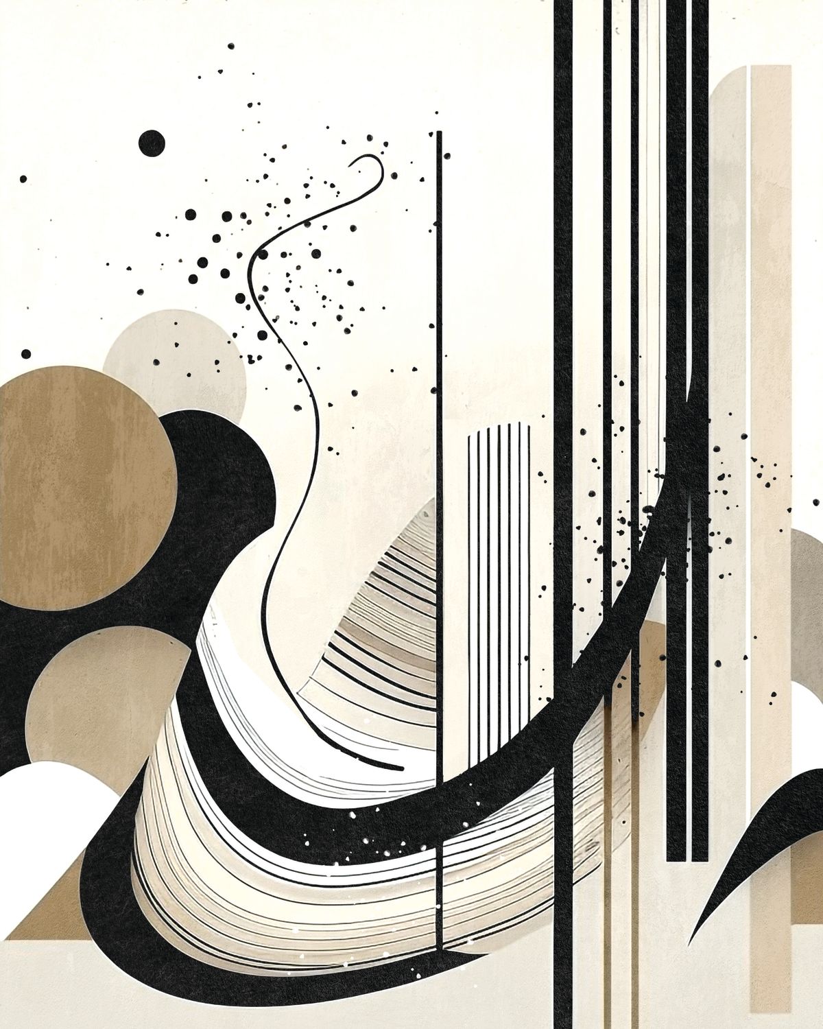 Black And Beige Decorative Abstract