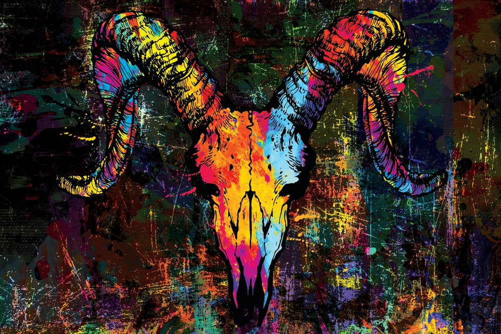 Goat Skull Color Grunge