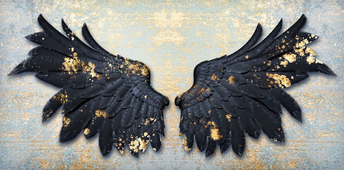 Gold Flecks Black Angel Wings