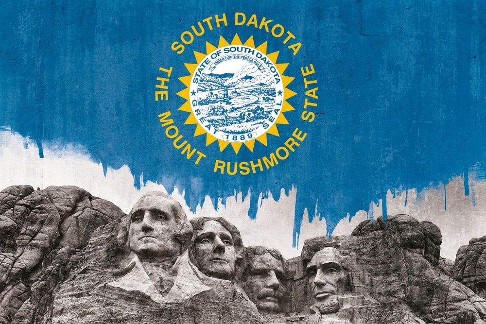 South Dakota Flag Over Rushmore