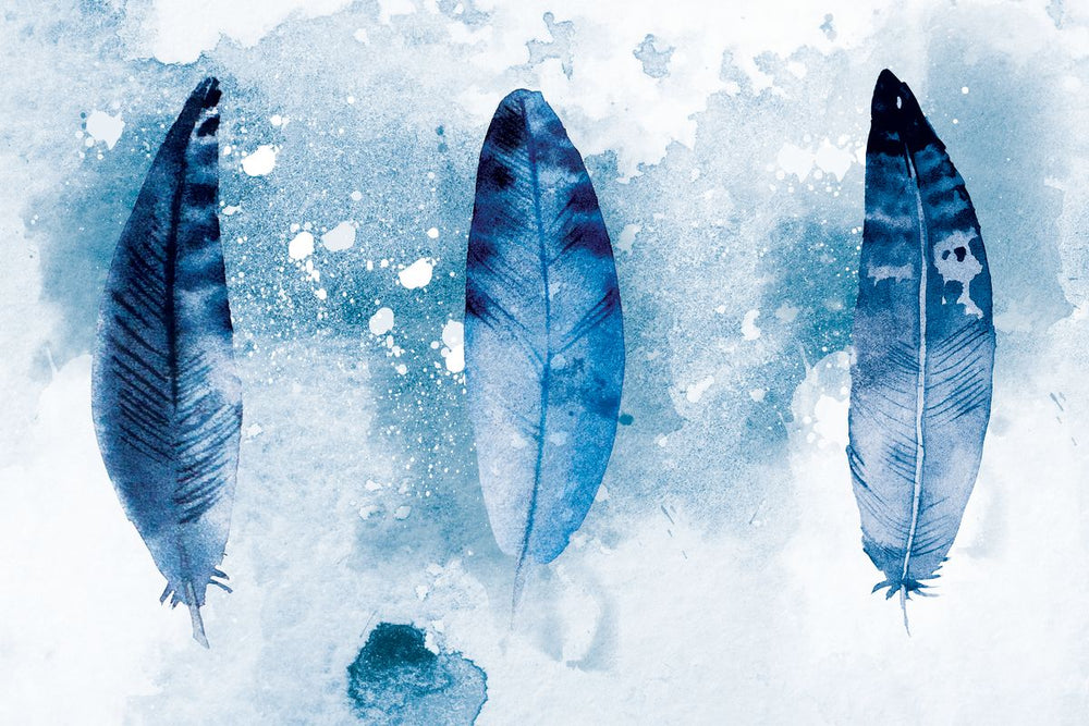 Blue Grunge Feathers
