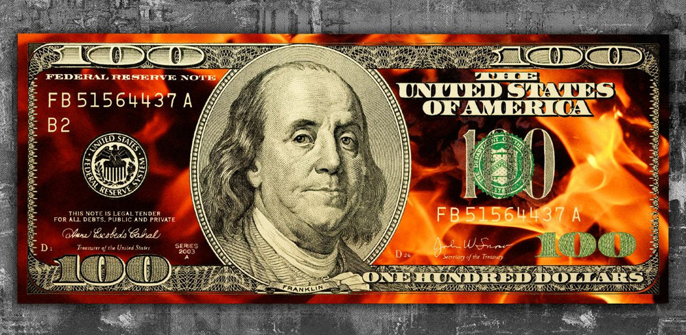 Flaming Benjamin Dollar Money
