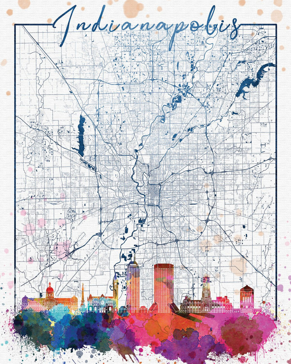 Indianapolis Skyline City Map
