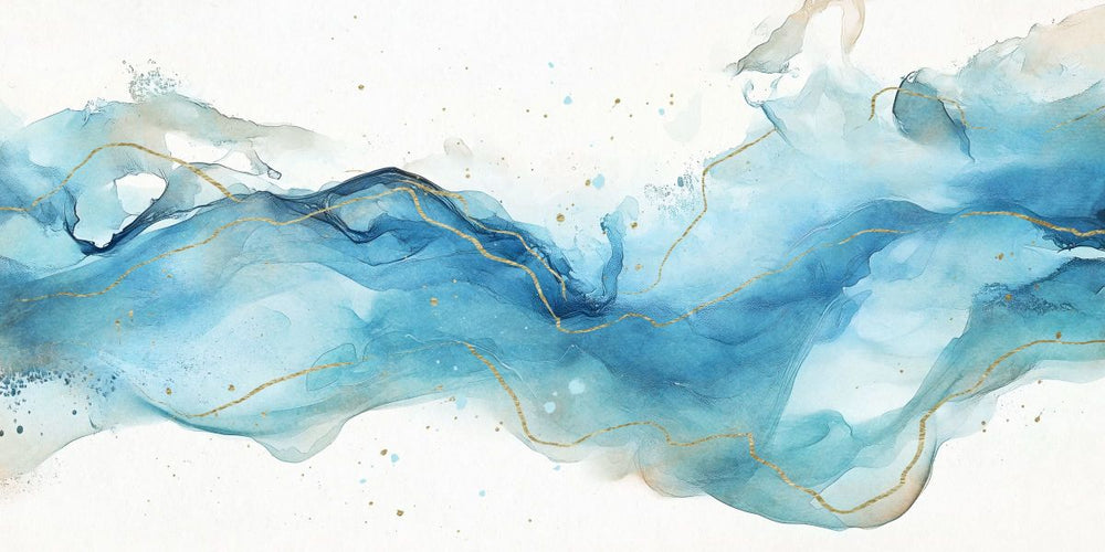 Golden Threads And Water Veil Wall Art