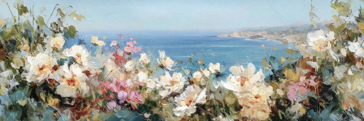 Coastal Flowers Impressionist Landscape