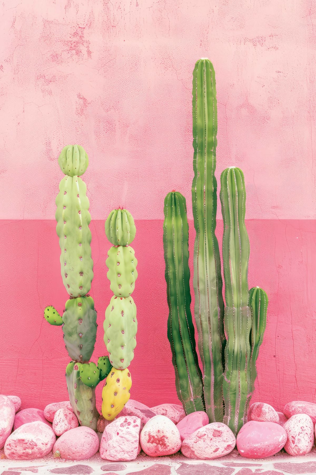 Cacti With Pink Background