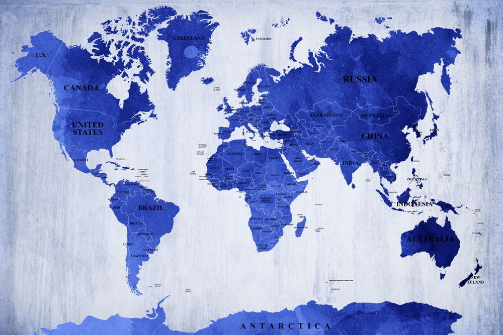 Vivid Blue World Map