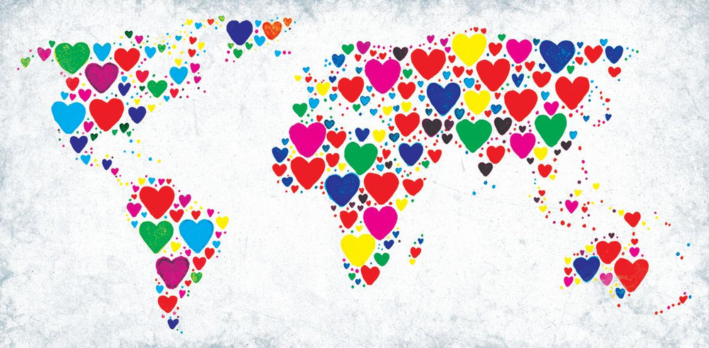 Valentine Hearts World Map