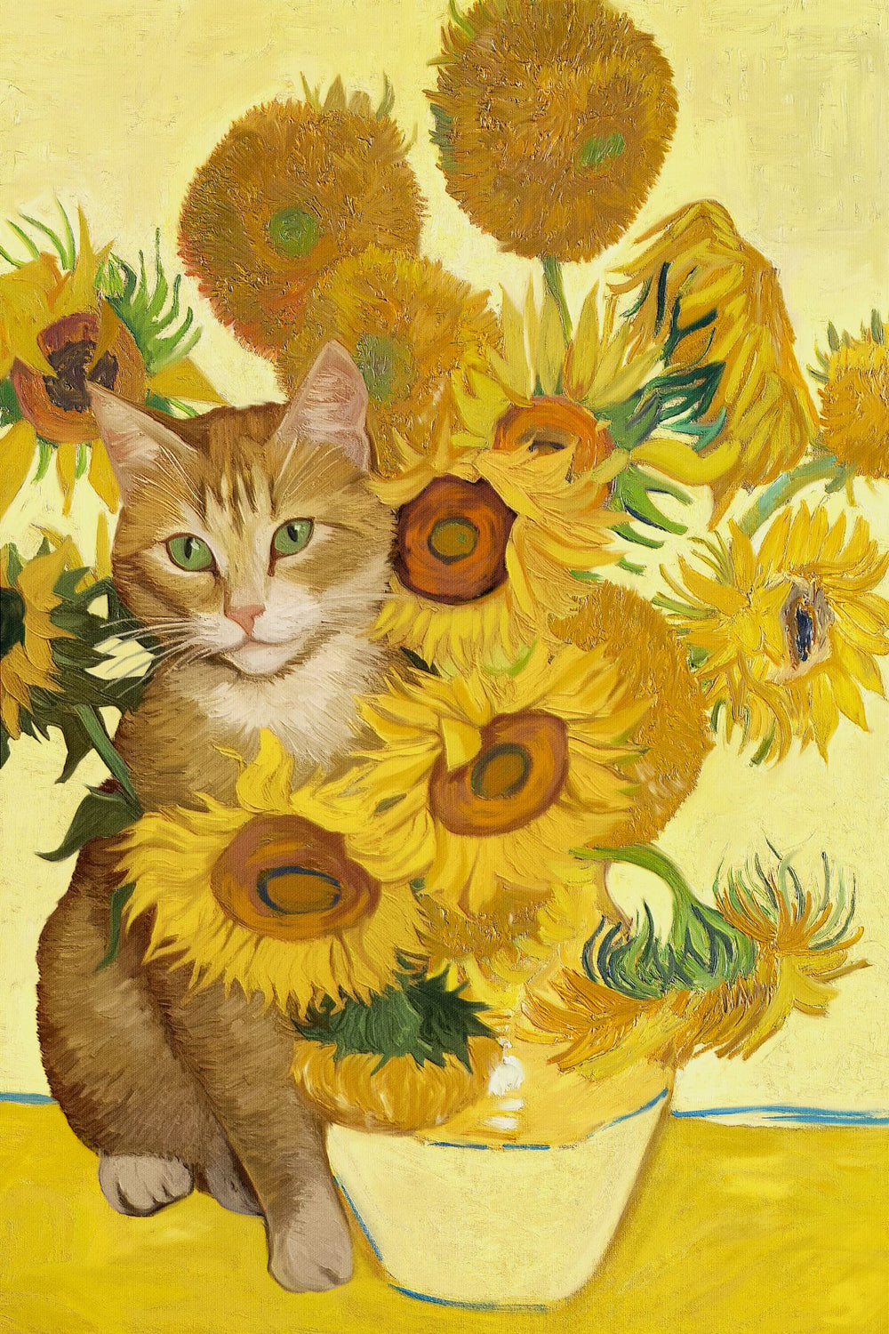 Sunflowers And A Cat
