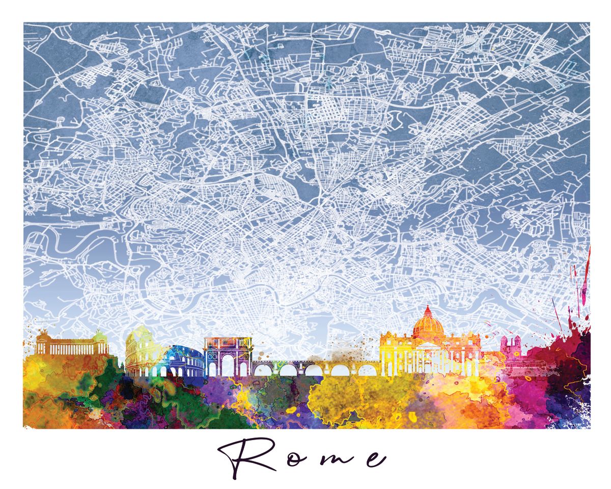 Rome Skyline City Map