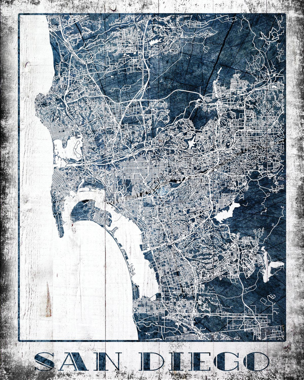 City Map Of San Diego Grunge