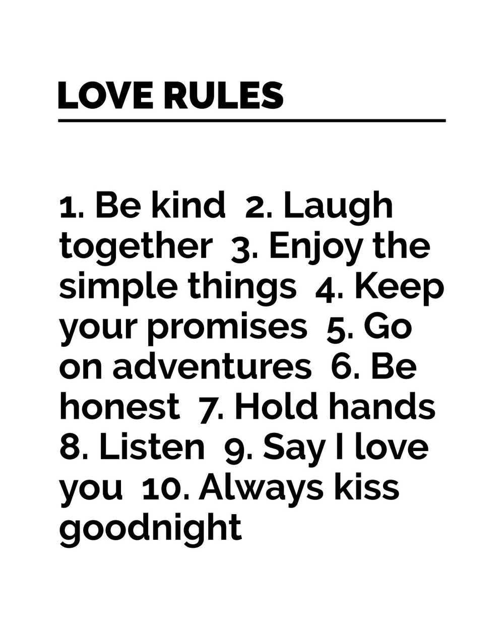 Rules Of Love Typography