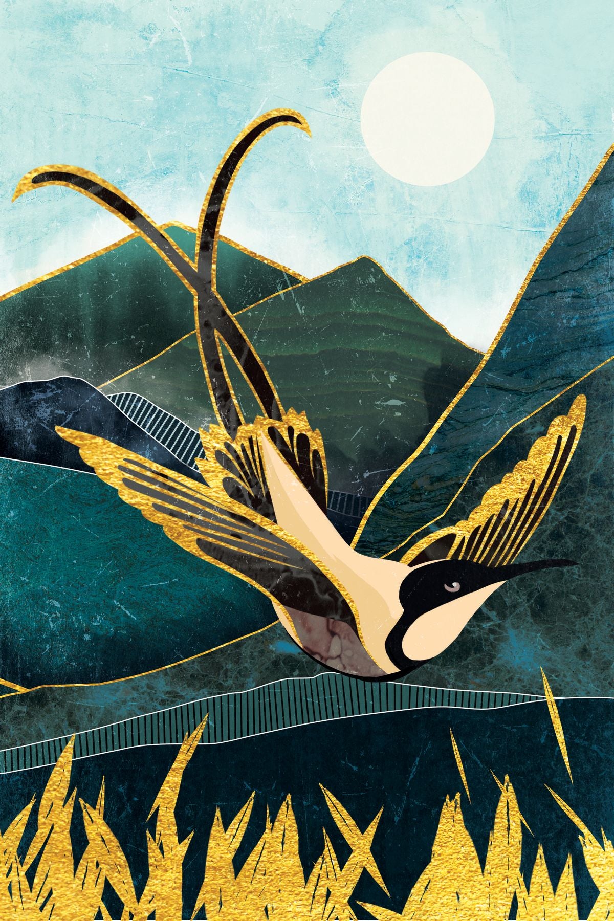 Golden Abstract Hummingbird
