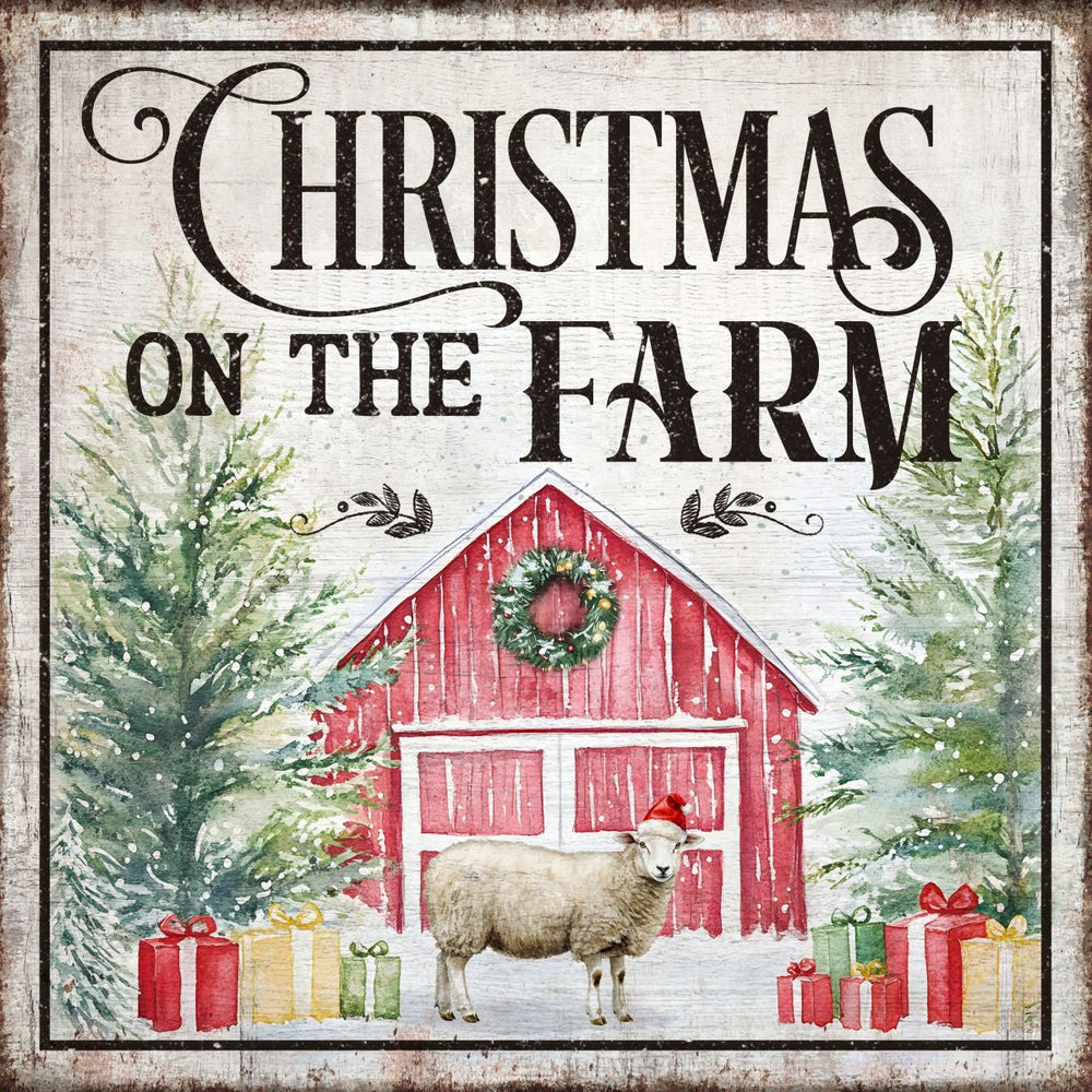 Christmas On The Farm With Sheep Sign