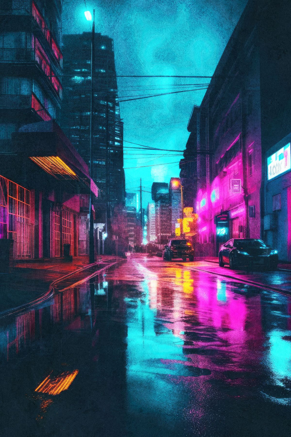 Cyberpunk Street After The Storm